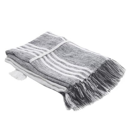 LR RESOURCES LR Resources THROW80192GRM4250 Vertical Striped & Textured Throw Blanket with Fringe - Rectangle THROW80192GRM4250